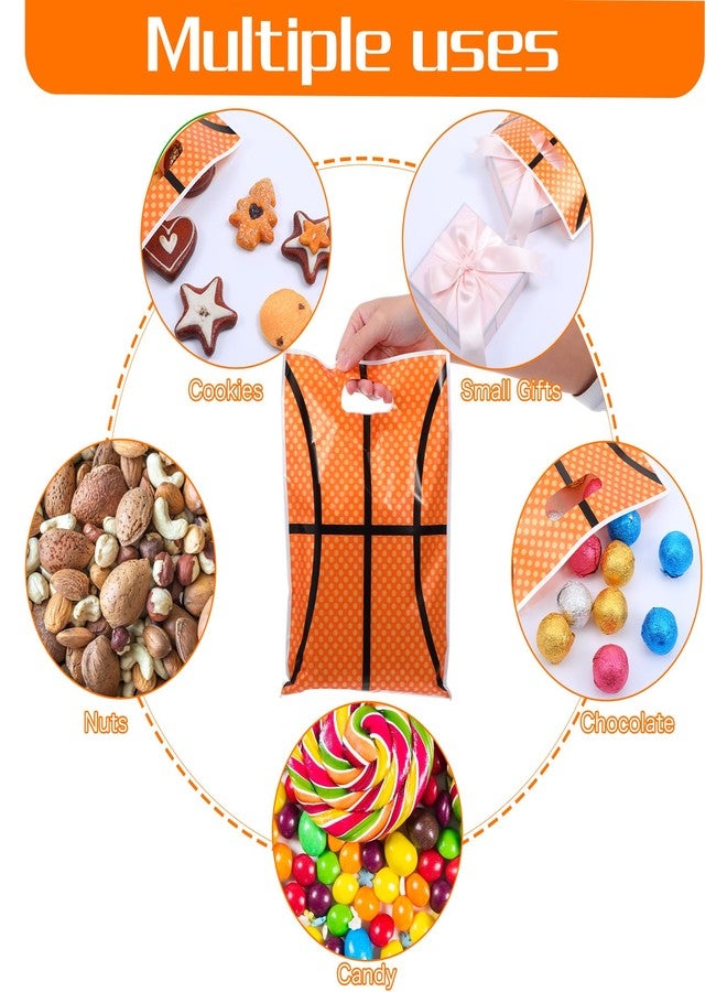DOPENSPI 50PCS Basketball Gift Bags with Handle, 9.8x6.7in Plastic Basketball Goodie Bags Basketballs Party Favor Bag Basketballs Themed Parties Supplies for Birthday Sport Theme Party Decorations - Image 3